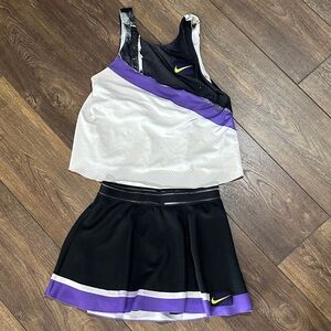 Nike Black, White & Purple Tennis Tank and Skirt Set